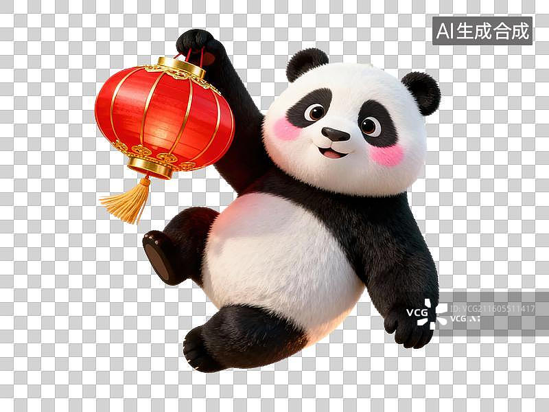 【AI数字艺术】熊猫手持灯笼图片素材