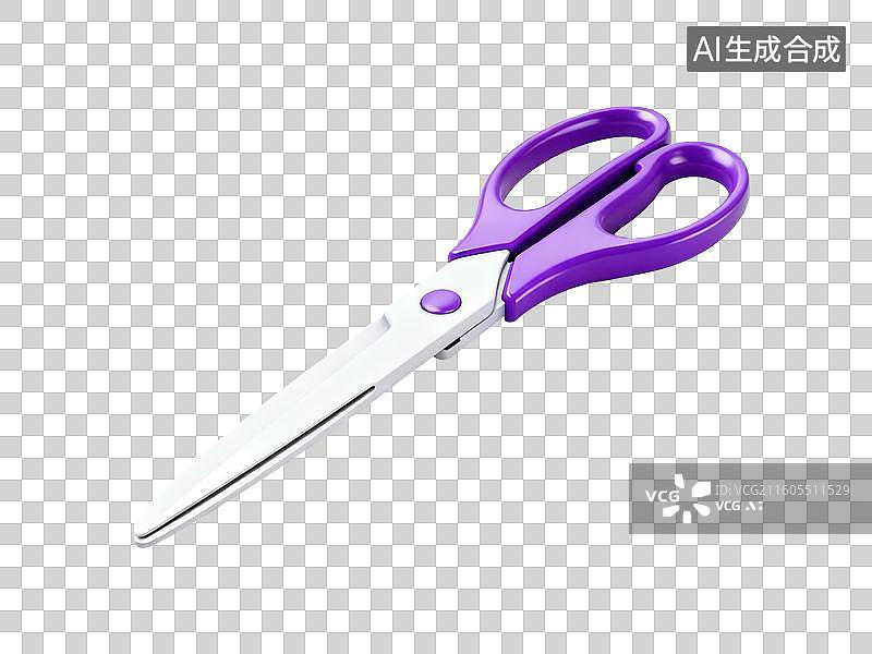 【AI数字艺术】紫色手柄剪刀特写图片素材