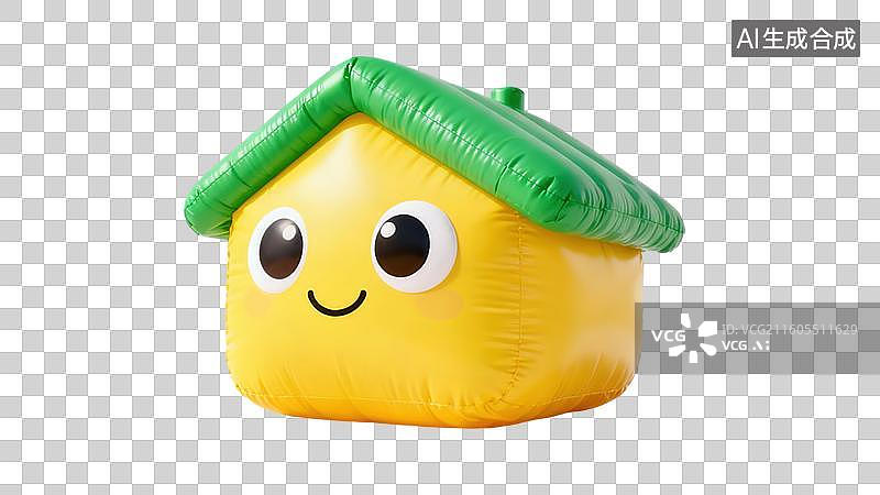 【AI数字艺术】黄色卡通房屋气球图片素材