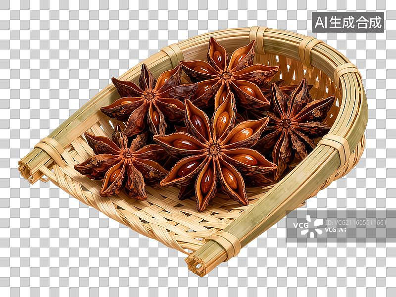 【AI数字艺术】八角放在竹编篮中图片素材