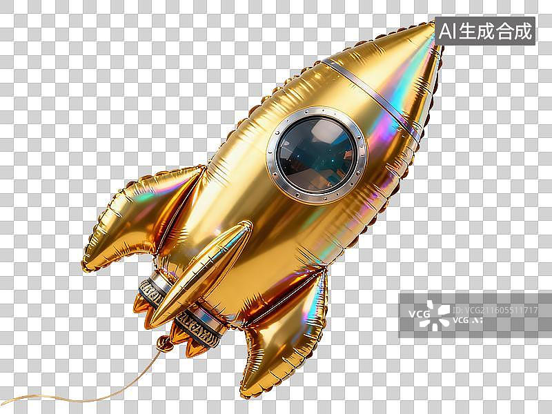 【AI数字艺术】金色火箭形状气球图片素材