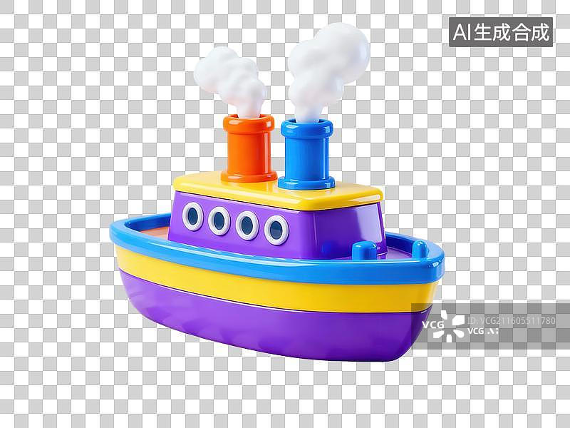 【AI数字艺术】彩色玩具船冒烟图片素材