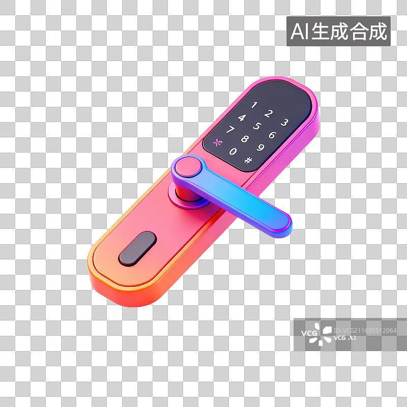 【AI数字艺术】3D智能门锁-全屋智能图片素材