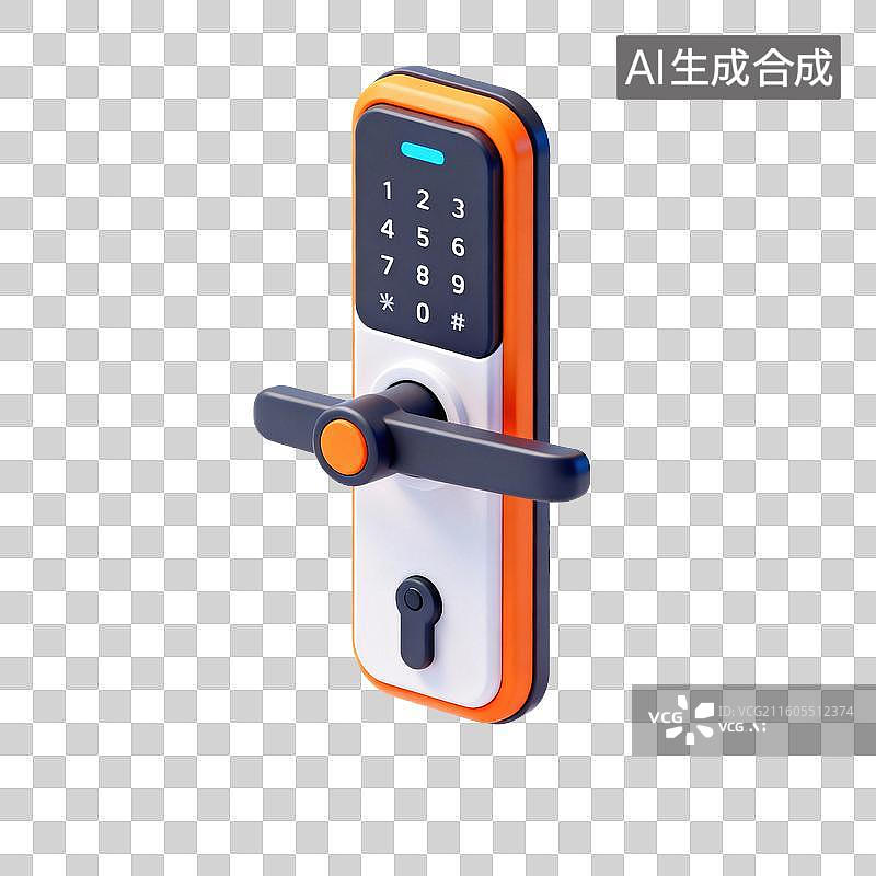 【AI数字艺术】3D智能门锁-全屋智能图片素材