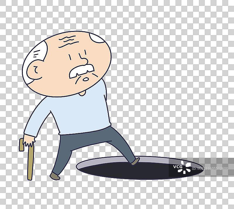 掉进陷阱上当受骗的老年人图片素材