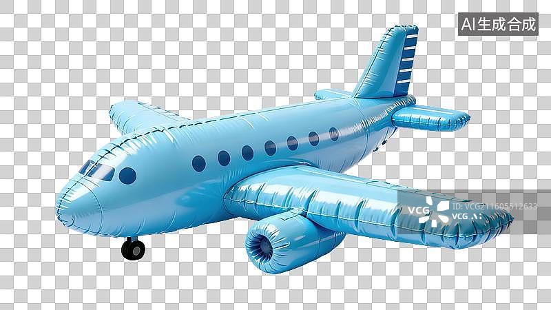 【AI数字艺术】蓝色充气飞机模型图片素材