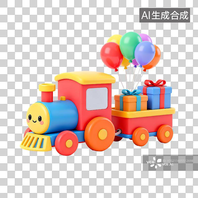 【AI数字艺术】色彩缤纷的儿童玩具火车图片素材