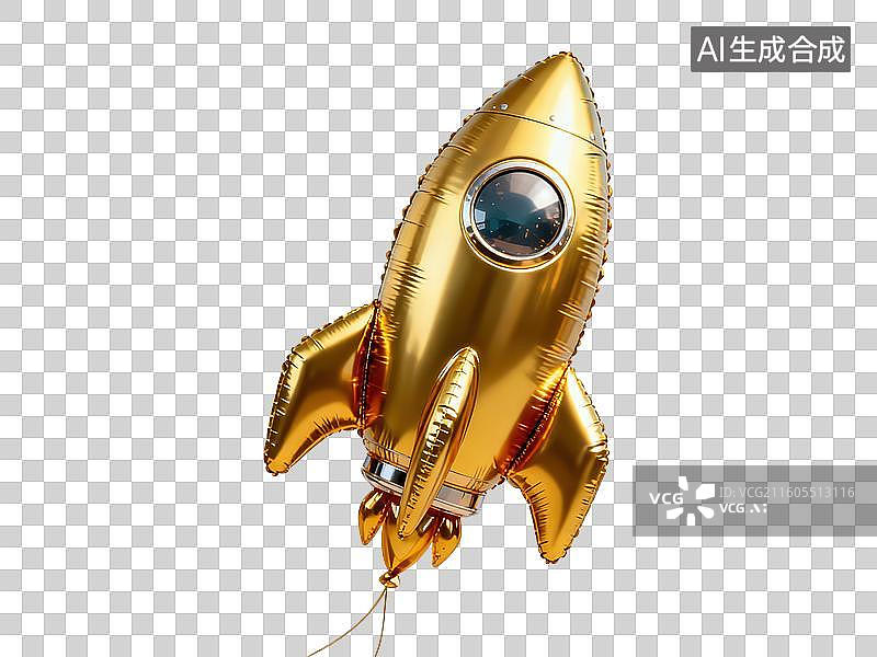 【AI数字艺术】金色火箭造型气球图片素材