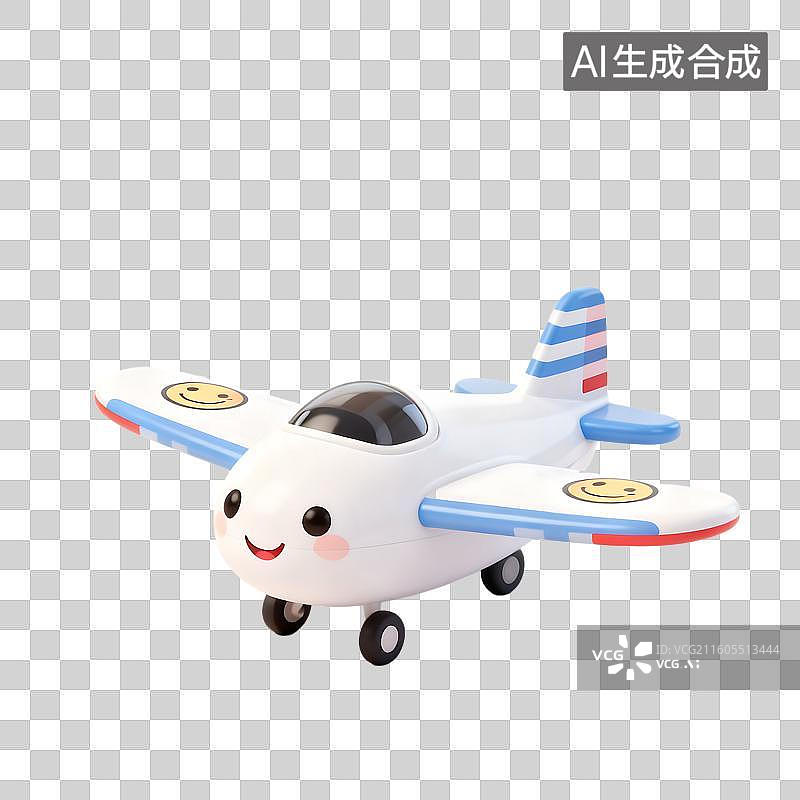 【AI数字艺术】可爱笑脸玩具小飞机图片素材