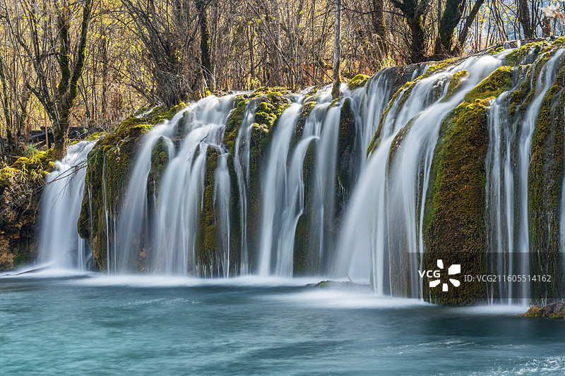 九寨沟箭竹海瀑布图片素材