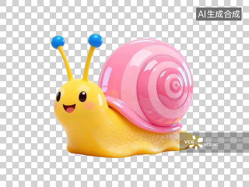 【AI数字艺术】卡通黄色蜗牛玩具图片素材