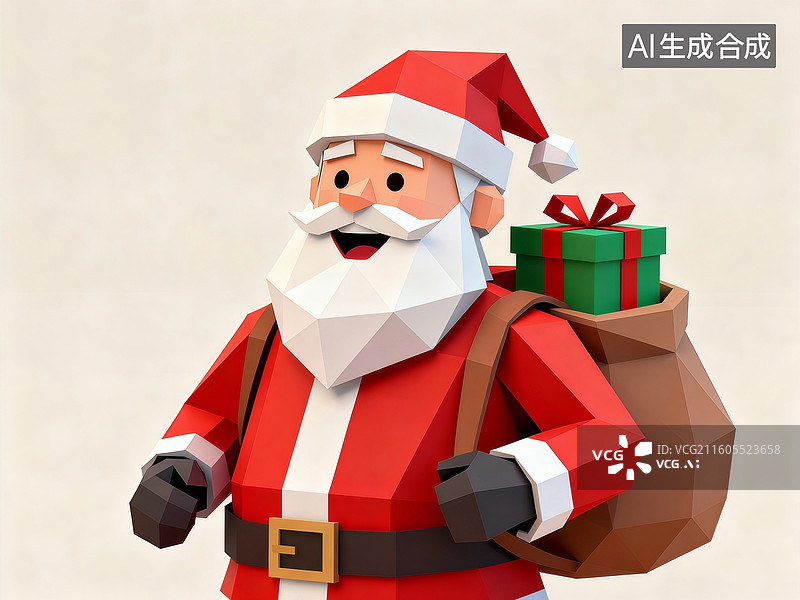 【AI数字艺术】背着礼物的圣诞老人 圣诞元素 圣诞主题插画图片素材