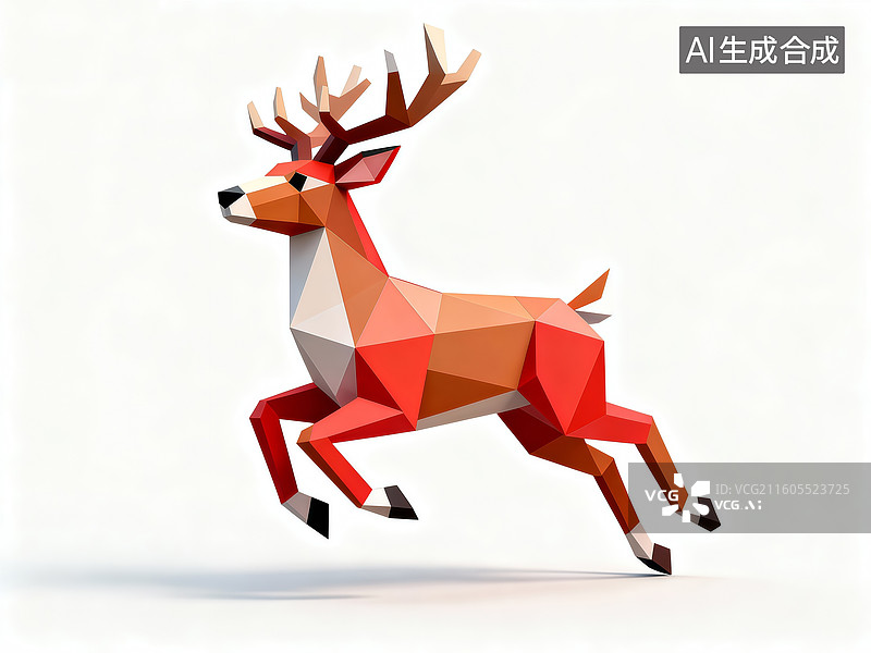 【AI数字艺术】奔跑的驯鹿圣诞元素 圣诞主题插画图片素材