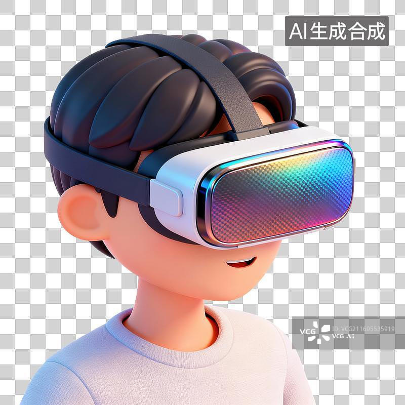 【AI数字艺术】VR眼镜穿戴-虚拟现实科技图片素材