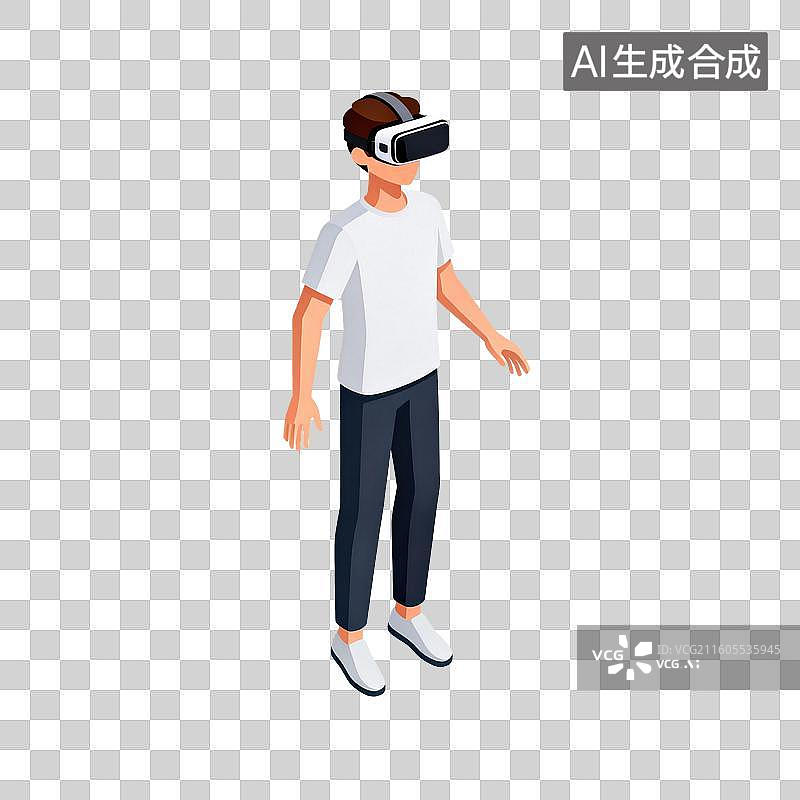 【AI数字艺术】VR眼镜穿戴-虚拟现实科技图片素材