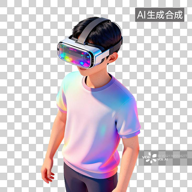 【AI数字艺术】VR眼镜穿戴-虚拟现实科技图片素材