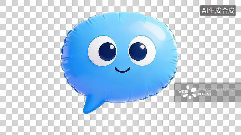 【AI数字艺术】蓝色对话气泡卡通形象图片素材