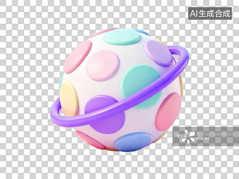 【AI数字艺术】彩色波点球体带环图片素材