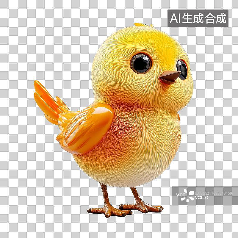 【AI数字艺术】3D膨胀风圆润可爱卡通黄色小鸟小鸡动物玩具免抠元素透明底PNG图片素材