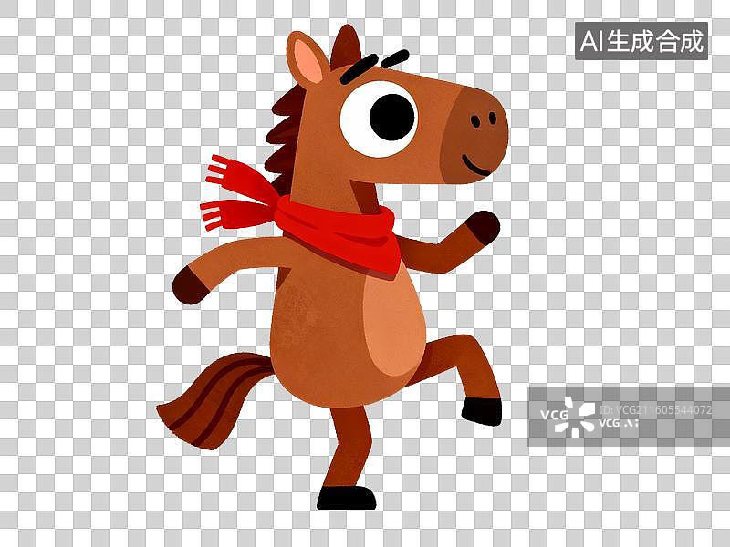 【AI数字艺术】2d卡通马年一马当先元素图片素材