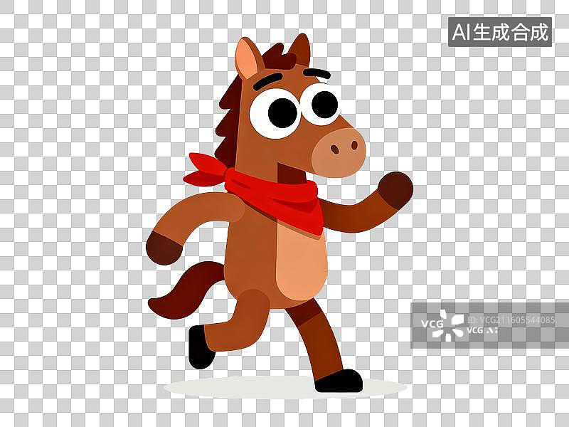 【AI数字艺术】2d卡通马年一马当先元素图片素材