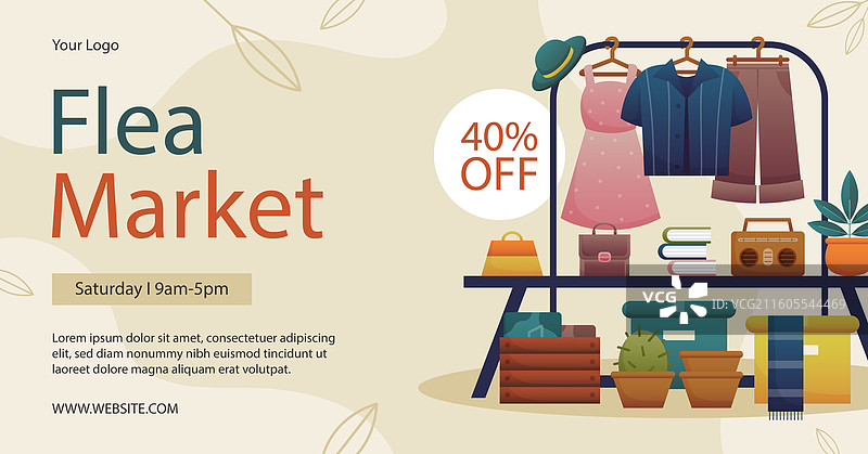 渐变色二手跳蚤市场脸书模板图片素材