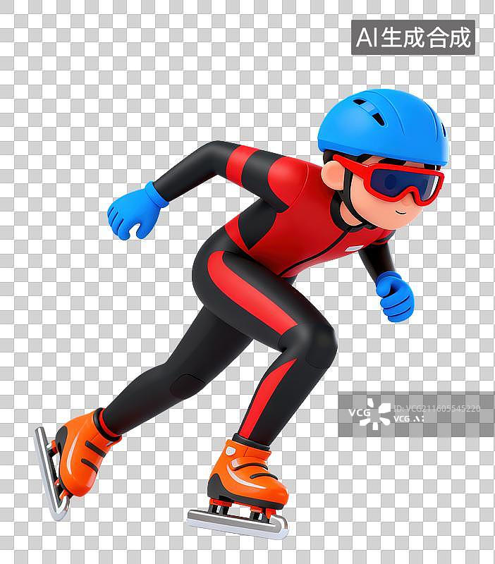 【AI数字艺术】3D体育运动项目男子短道速滑元素图片素材
