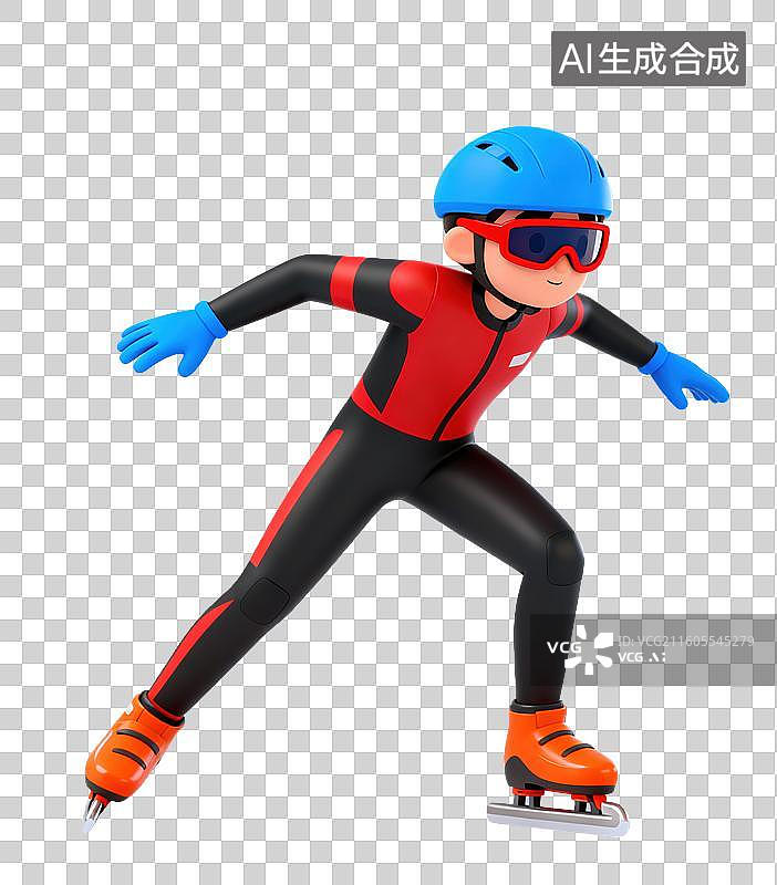 【AI数字艺术】3D体育运动项目男子短道速滑元素图片素材