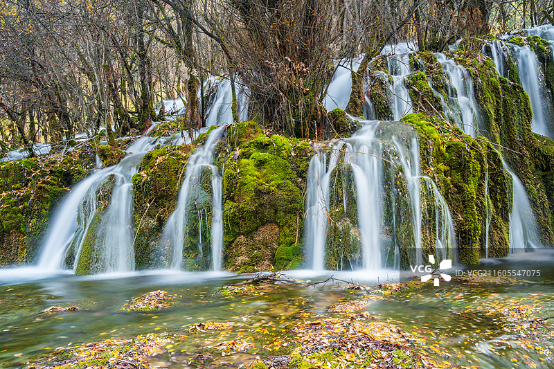 九寨沟箭竹海瀑布图片素材