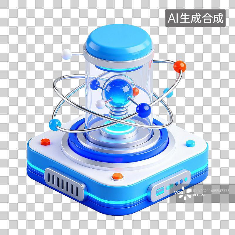 【AI数字艺术】3D拟物风格新科技科幻商务元素量子计算机图片素材