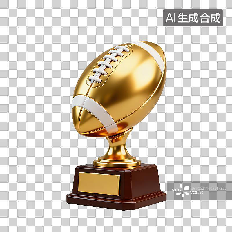 【AI数字艺术】3D体育运动主题橄榄球奖杯元素图片素材