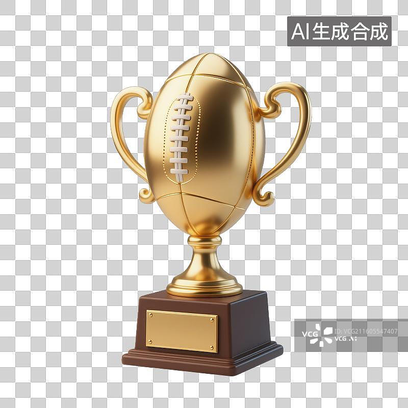 【AI数字艺术】3D体育运动主题橄榄球奖杯元素图片素材