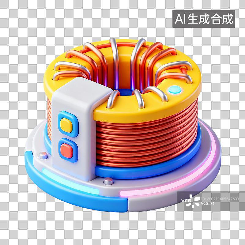 【AI数字艺术】3D拟物风格新科技科幻商务元素特斯拉线圈图片素材