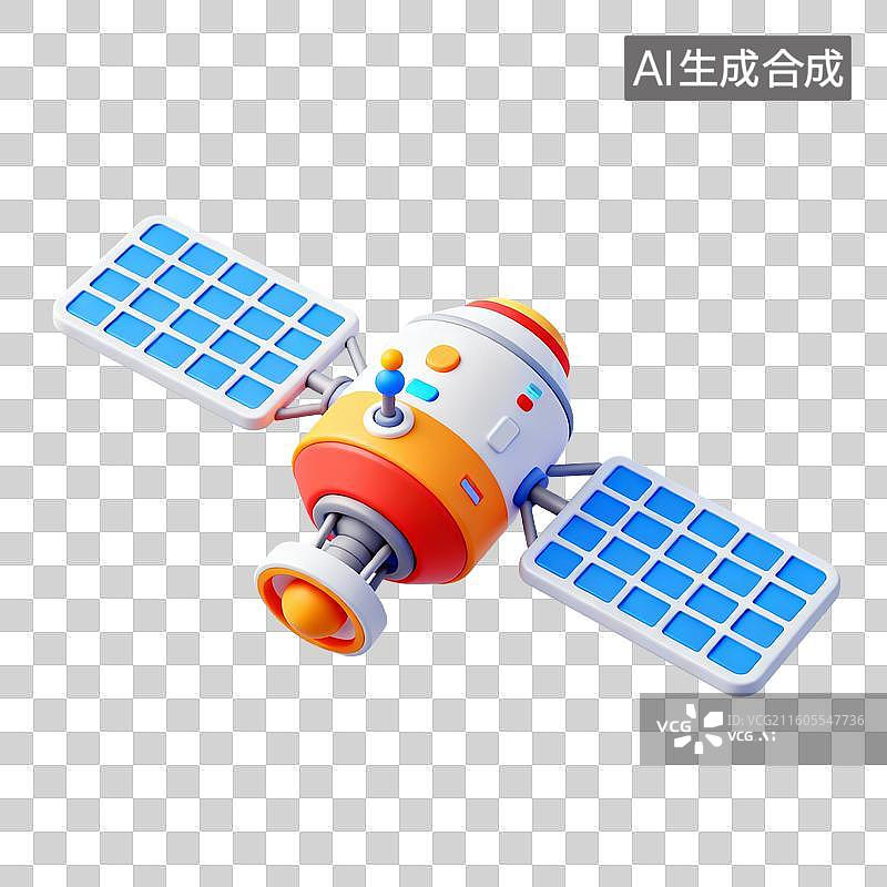 【AI数字艺术】3D拟物风格新科技科幻商务元素卫星图片素材