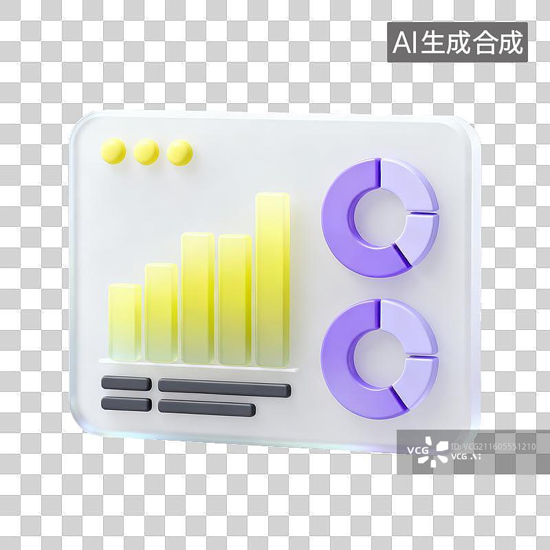 【AI数字艺术】3D磨砂玻璃材质金融理财主题上升商业柱状图饼状图报告元素图片素材