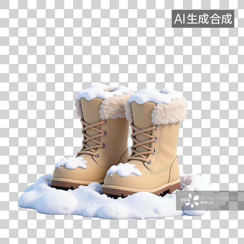 【AI数字艺术】积雪-卡通雪地靴雪景冬季创意素材图片素材