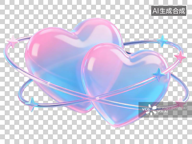 【AI数字艺术】3d磨砂质感西方情人节爱心装饰图片素材