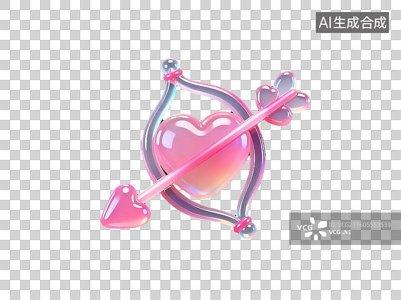 【AI数字艺术】3d磨砂质感西方情人节爱心装饰图片素材