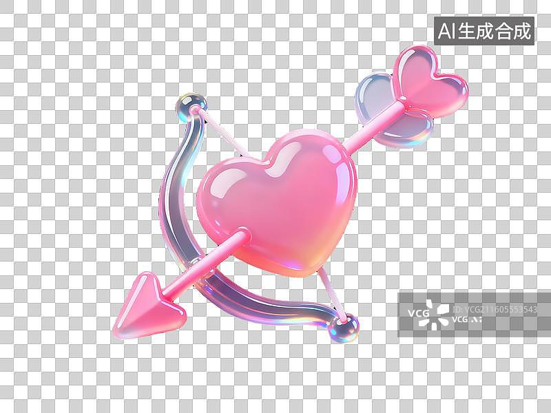 【AI数字艺术】3d磨砂质感西方情人节爱心装饰图片素材