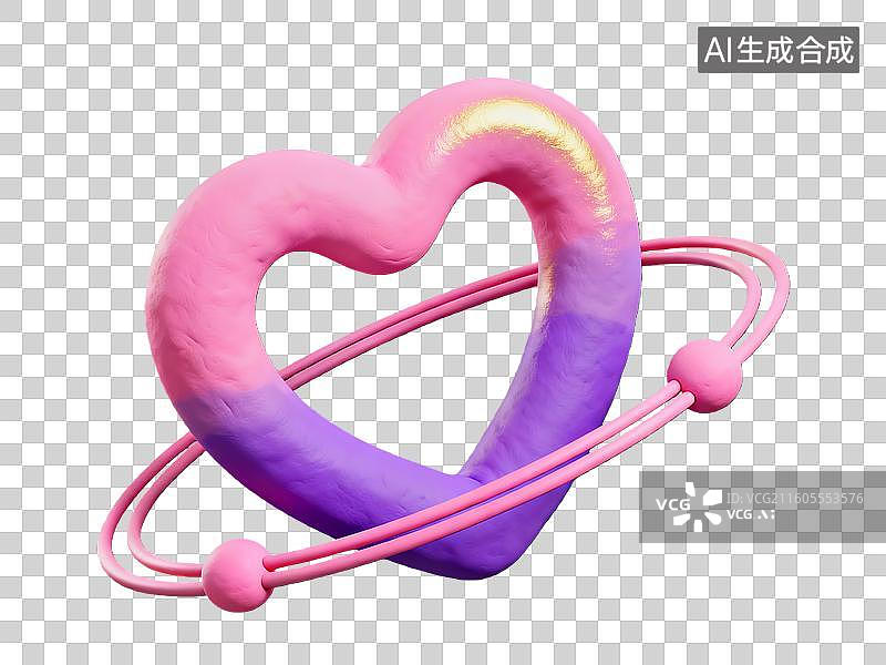 【AI数字艺术】3d粘土质感西方情人节爱心装饰图片素材