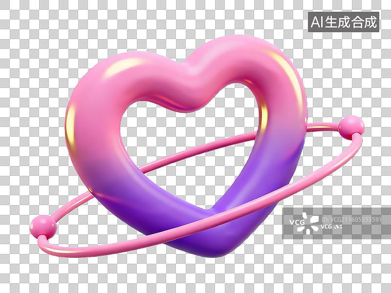 【AI数字艺术】3d粘土质感西方情人节爱心装饰图片素材