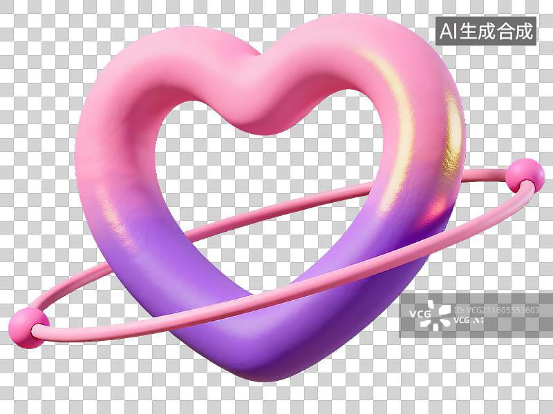 【AI数字艺术】3d磨砂质感西方情人节爱心装饰图片素材
