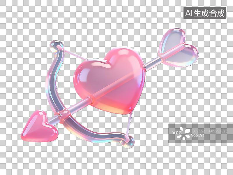 【AI数字艺术】3d磨砂质感西方情人节爱心装饰图片素材