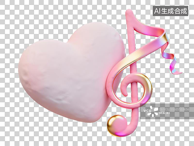 【AI数字艺术】3d粘土质感西方情人节爱心装饰图片素材