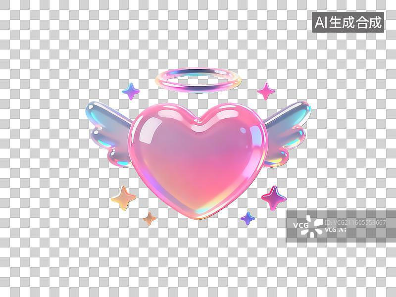 【AI数字艺术】3d磨砂质感西方情人节爱心装饰图片素材