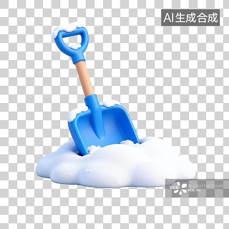 【AI数字艺术】积雪-卡通蓝色雪铲雪景冬季创意素材图片素材
