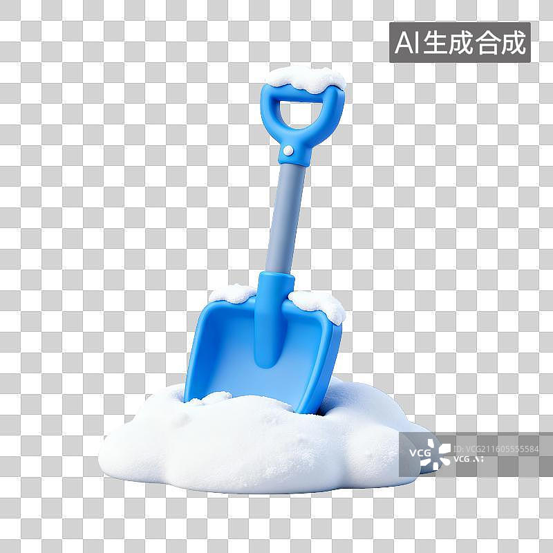 【AI数字艺术】积雪-卡通蓝色雪铲雪景冬季创意素材图片素材
