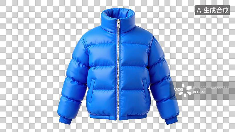【AI数字艺术】蓝色羽绒服正面展示图片素材