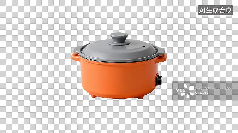 【AI数字艺术】橙色电炖锅带盖图片素材
