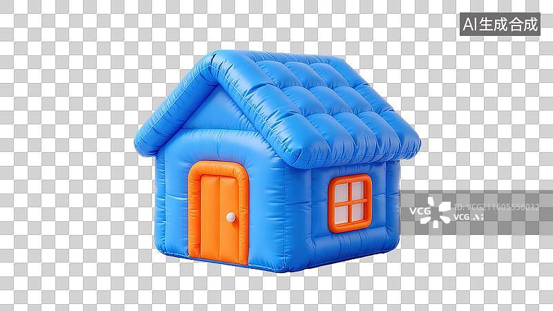 【AI数字艺术】蓝色充气小屋玩具图片素材